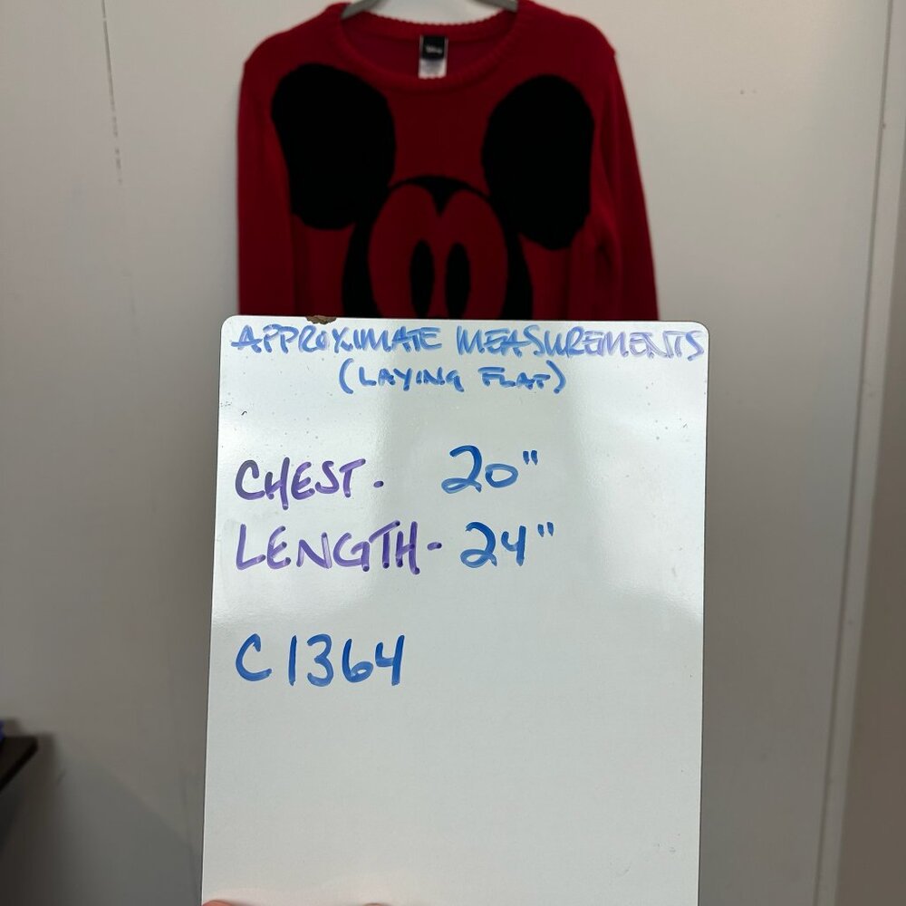Disney Mickey Mouse Knit Sweater XL Red Black Crewneck - Picture 9 of 9